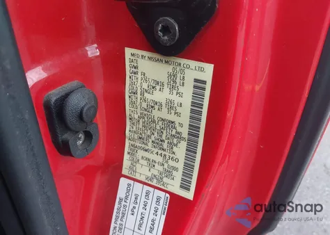 2005 Nissan Frontier Se z USA, uszkodzony, nr VIN 1N6AD06W05C448360